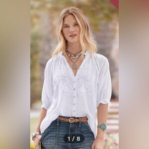 Sundance White Embroidered Blouse